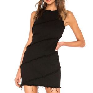Alexander Wang Black Diagonal Seamed Denim Mini Dress 6